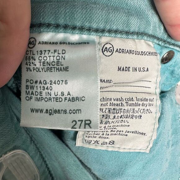 AG Adriano Goldshmied The Stevie Ankle Slim Straight Ankle Teal size 27 - Picture 5 of 5